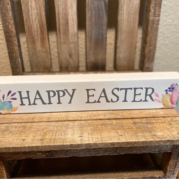 Happy Easter Wood Tabletop Sign, Farmhouse Easter Sign, Floral Happy Easter Sign - Picture 3 of 11